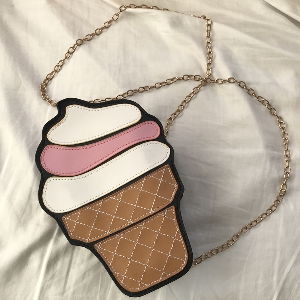 Ice Cream PU Crossbody Bag with Gold Chain